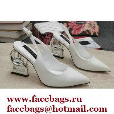 Dolce & Gabbana Heel 10.5cm Slingbacks White with DG Heel 2022